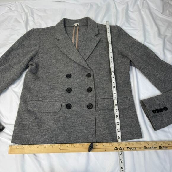 J.Crew Wool 10 Tall M L Benny Double Breasted Blazer Unstructured Gray Unlined - Picture 10 of 16
